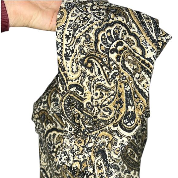 Michael Michael Kors (M) Paisley Print V-Neck Rouched Chest Puff Sleeve Blouse - Picture 8 of 12